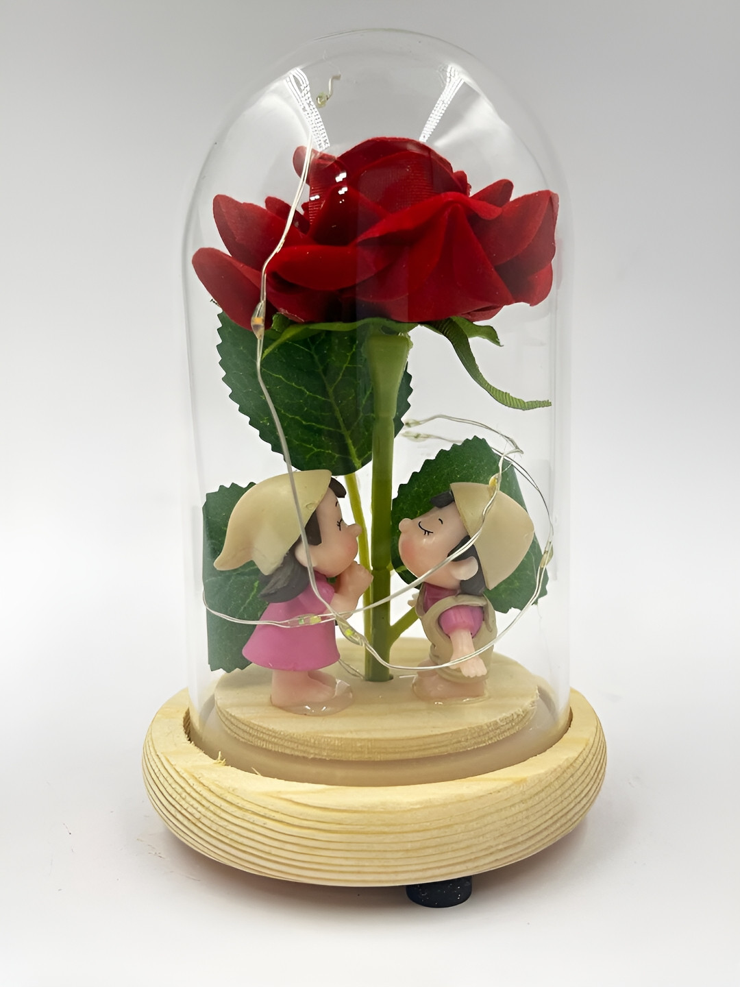 CraftVatika Romantic Miniature Pink Wood Natural Living Room Small Showpiece - 5.7 Inches