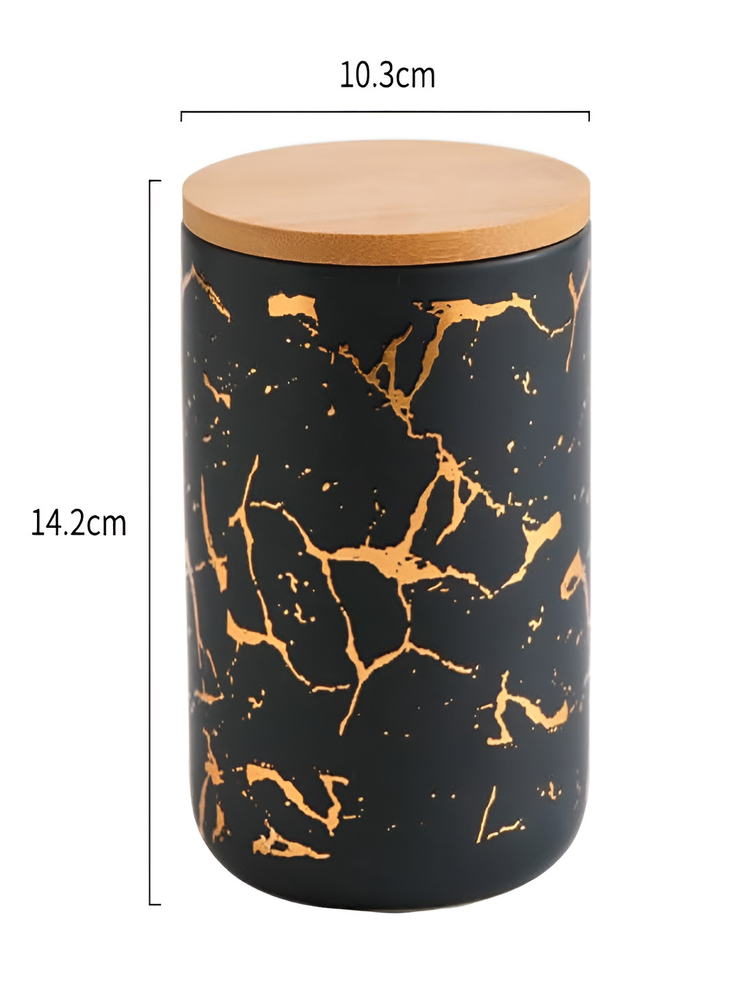 Kuber industries Yx12-M-Bk Black Marble Ceramic Air Tight Screw Top Canister-800ml