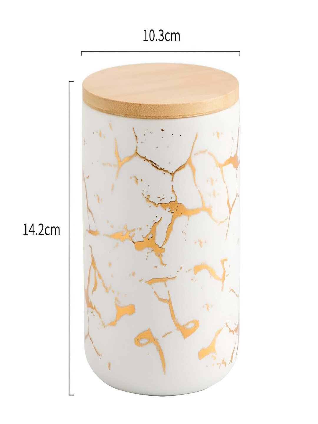 Kuber industries Yx12-M-Wt White Marble Ceramic Air Tight Screw Top Canister-800ml