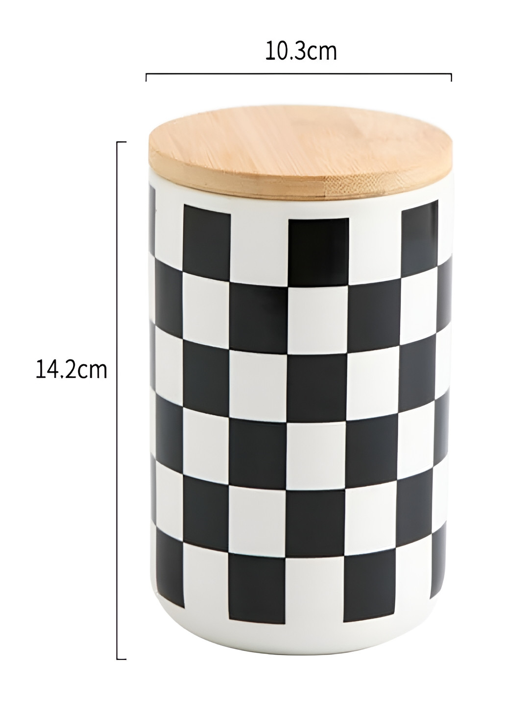 Kuber industries Yx10-M-Sq 800 ml White Plaid Ceramic Air Tight Flip Top Canister-800ml