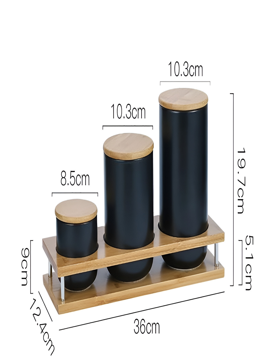 Kuber industries Yx08-3-Bk Black Ceramic 3 Piece Screw Top Canister
