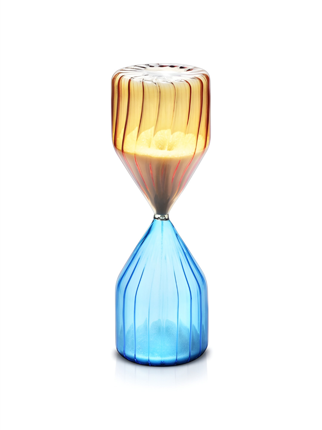 Perenne Design Hourglass Blue Glass Matte Living Room Medium Showpiece - 8.5 Inches
