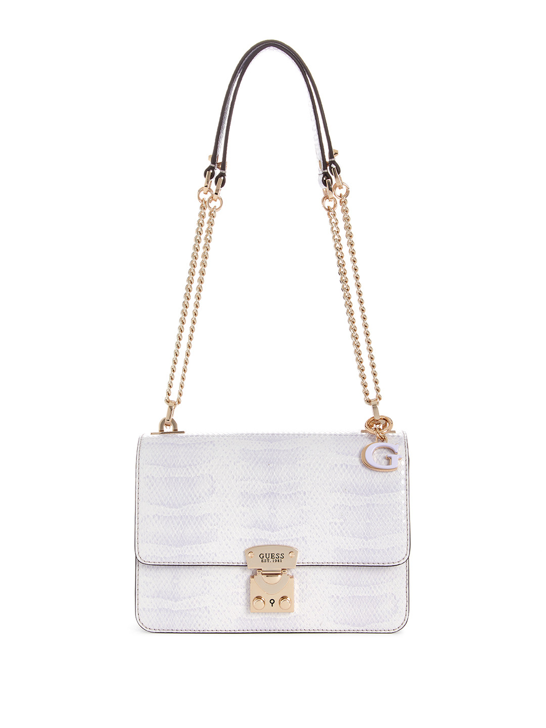 GUESS Snakeskin-Textured Structured Shoulder Bag