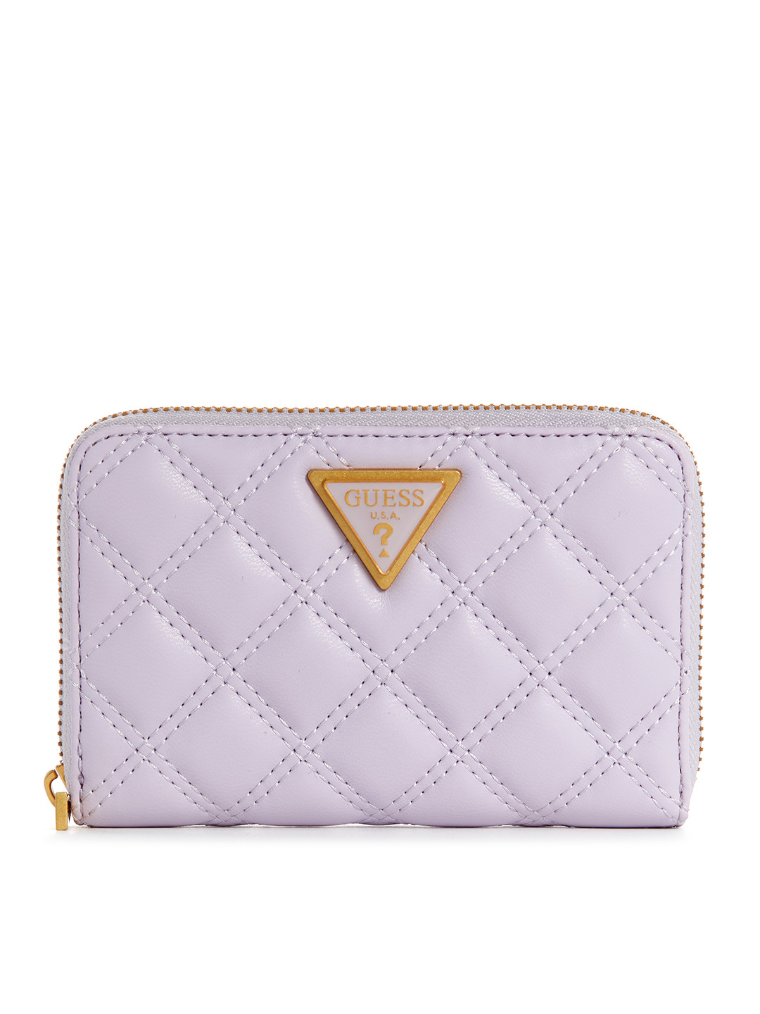 GUESS Women Brand Logo Textured Zip Around Wallet With Quilted Detail