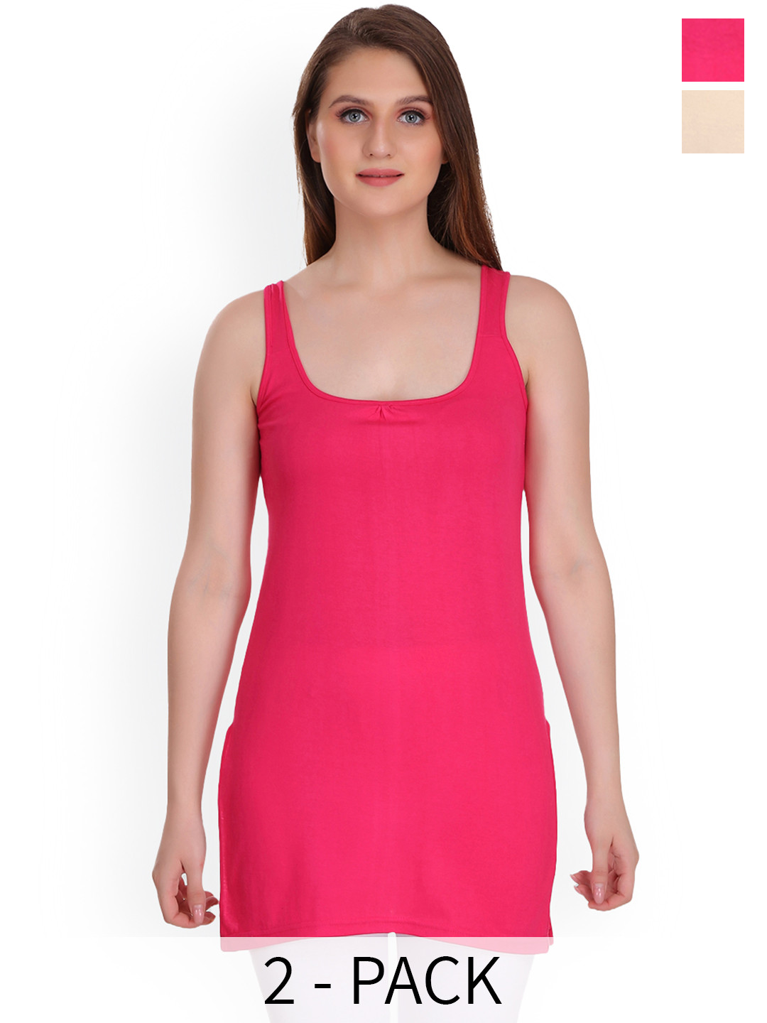 SELFCARE Solid Long Pack of 2 Sleeveless Camisoles