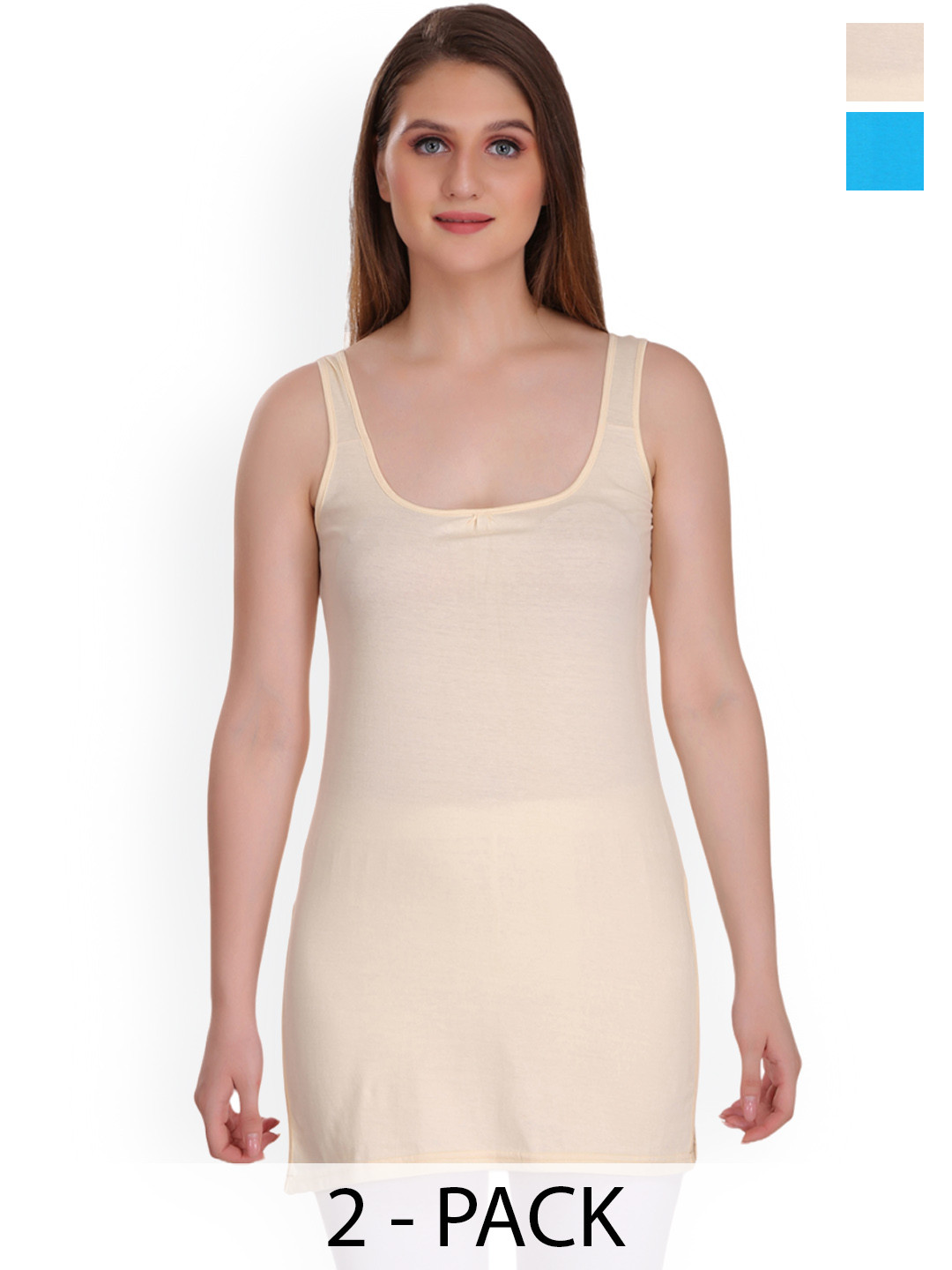 SELFCARE Solid Long Pack of 2 Sleeveless Camisoles