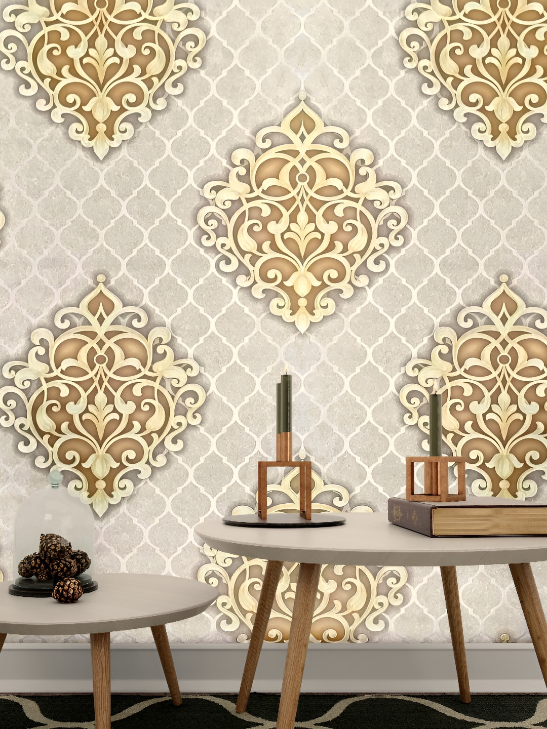 Rosecraft Beige Printed Self Adhesive Wallpaper