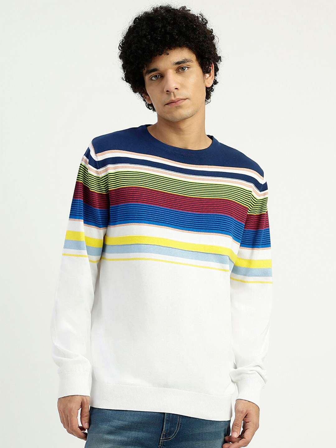 United Colors of Benetton Striped Pure Cotton Pullover Sweater