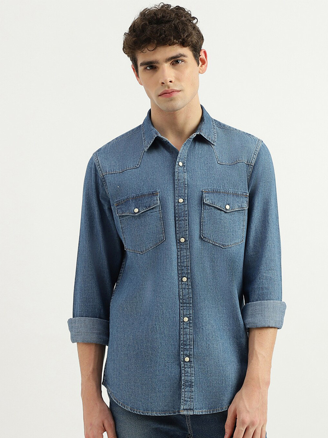 United Colors of Benetton Faded Pure Cotton Casual Shirt