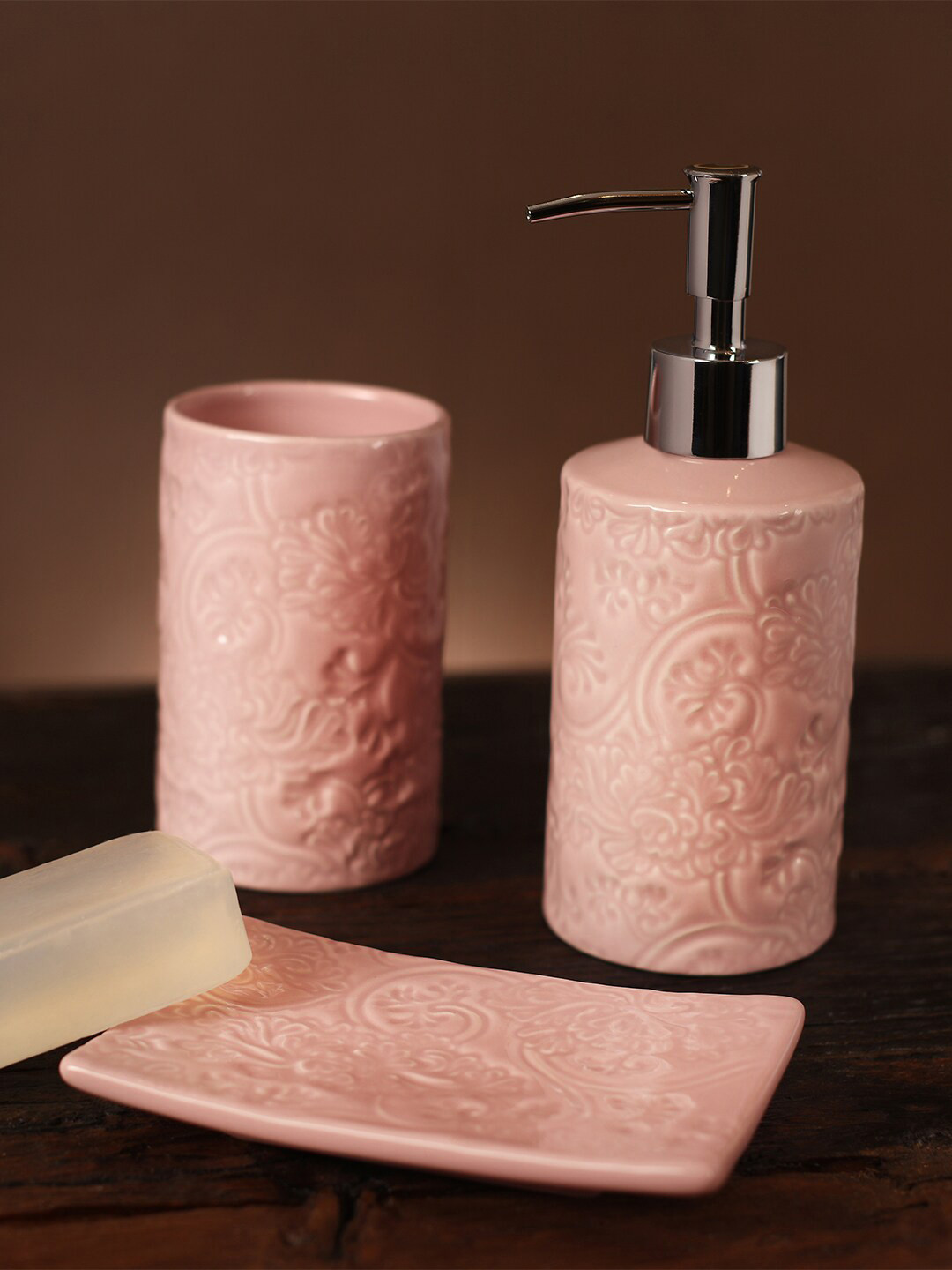 Perenne Design 3 Pieces Pink Bathroom Accessories