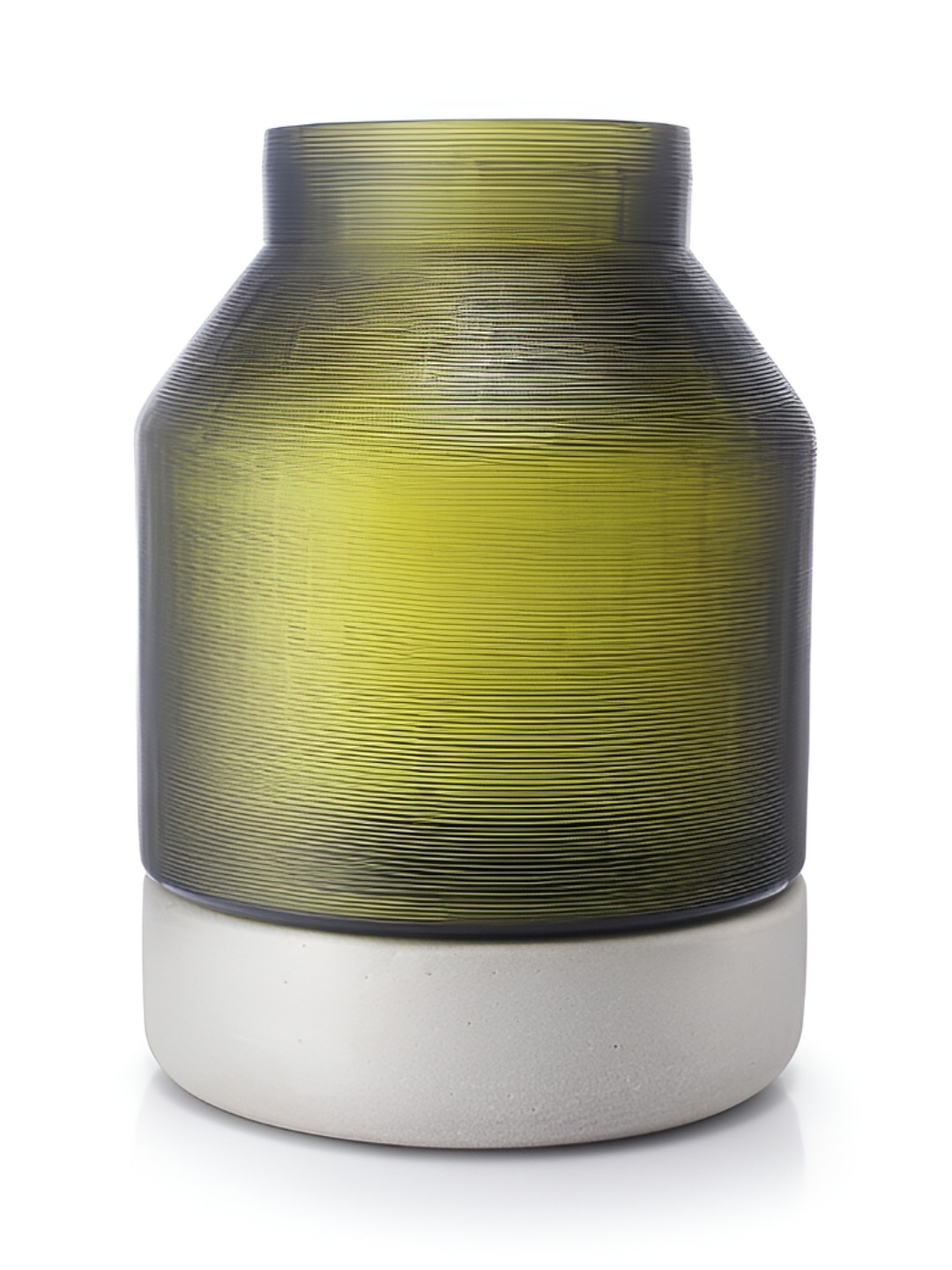 Perenne Design Olivia Green Self Design Rectangle shaped Glass Flower Vase