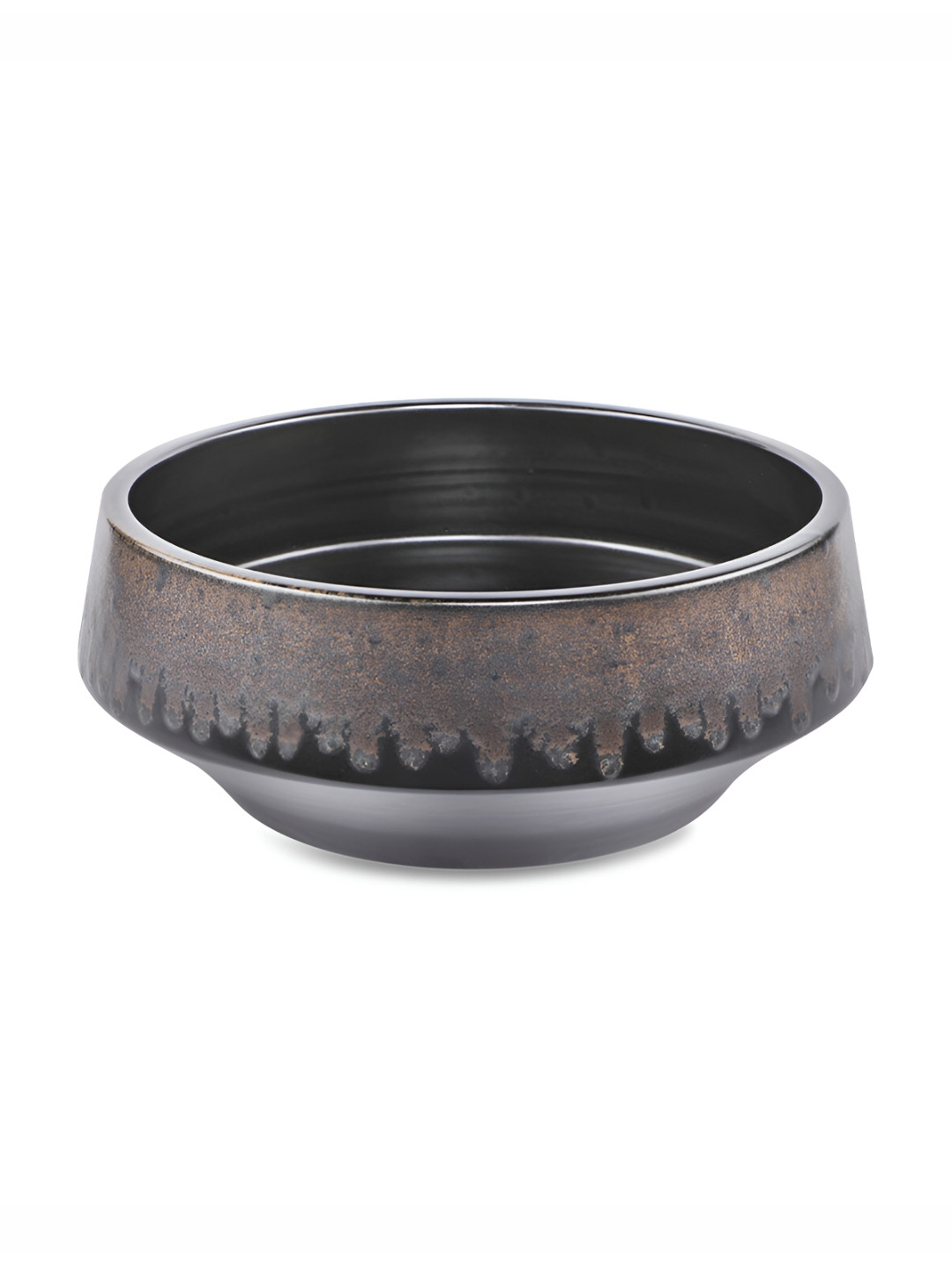 Perenne Design Tierra Black Self Design Ceramic Round Flower Vase