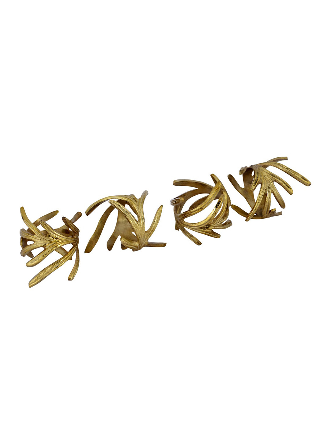 Perenne Design Gold Toned 4 Pieces Rosemary Brass Napkin Rings