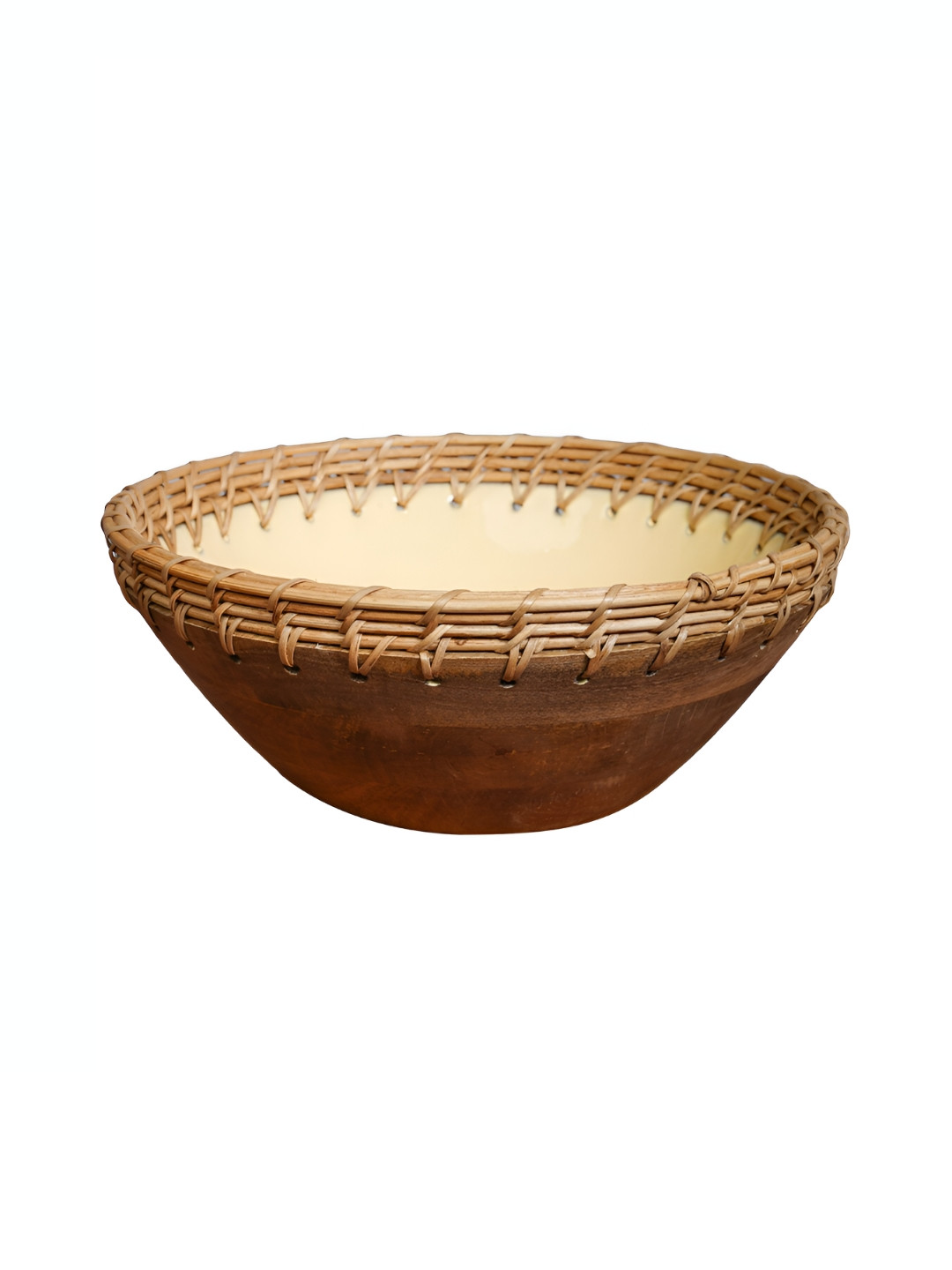 Perenne Design Brown & Beige Wooden Smooth Surface Serving Bowl