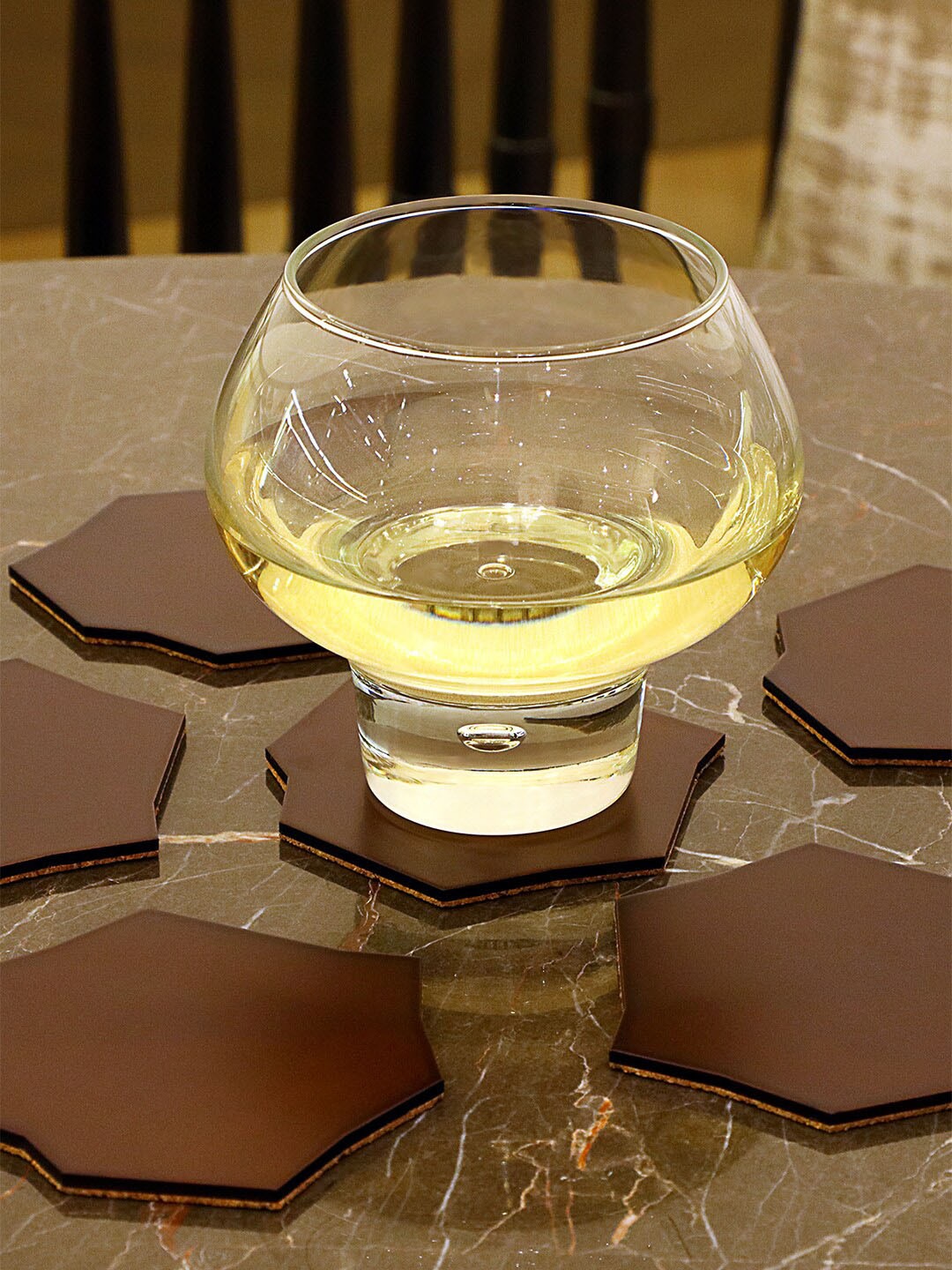 Perenne Design Brown 6 Pieces Printed Wooden Coasters