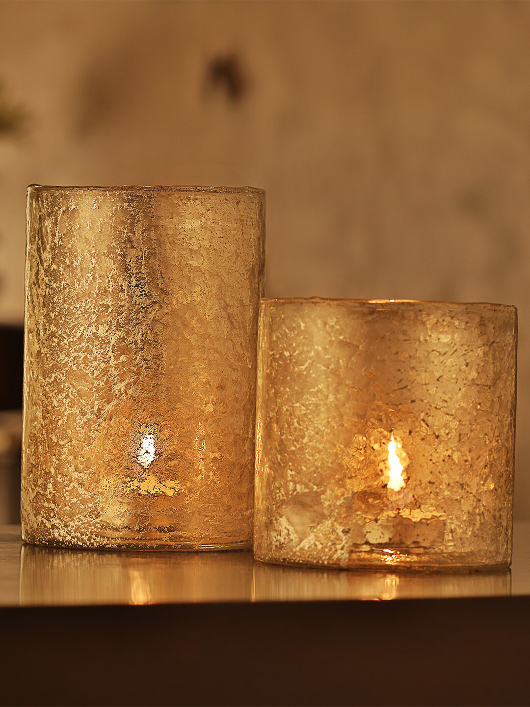 Perenne Design Charcoal Foiled Glass Votive Tea Light Candle Holder