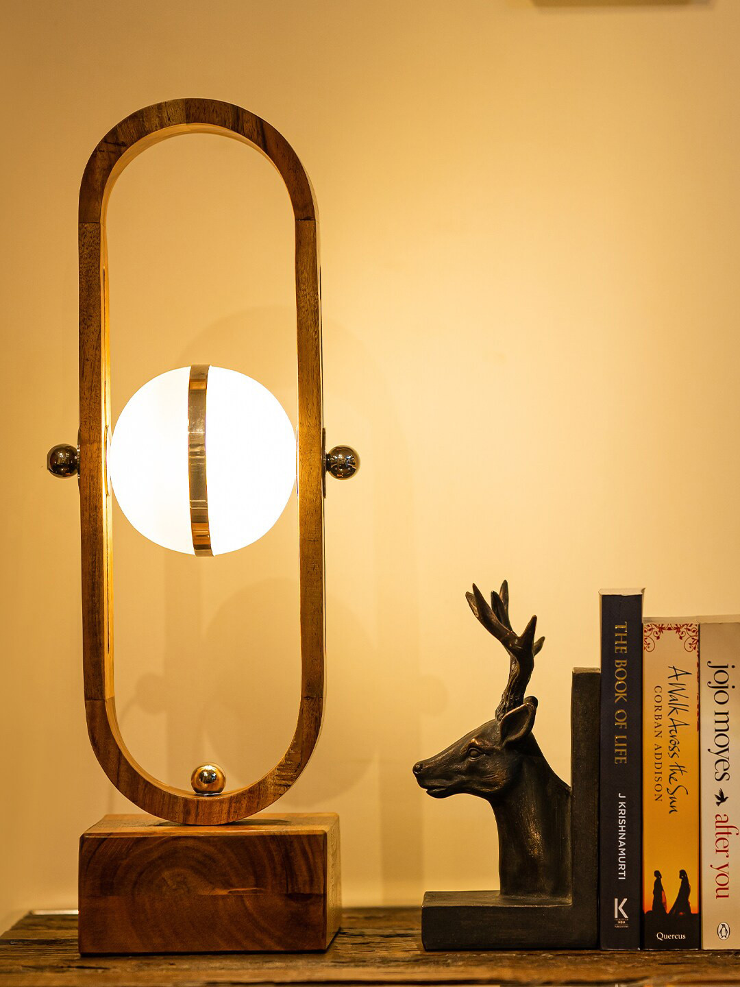 Perenne Design Brown & Gold Toned Wooden Table Lamp