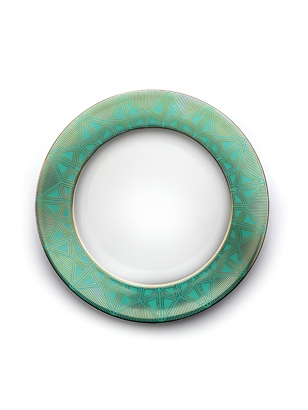 Perenne Design Green & Gold-Toned 2 Pieces Geometric Printed Bone China Glossy Plates