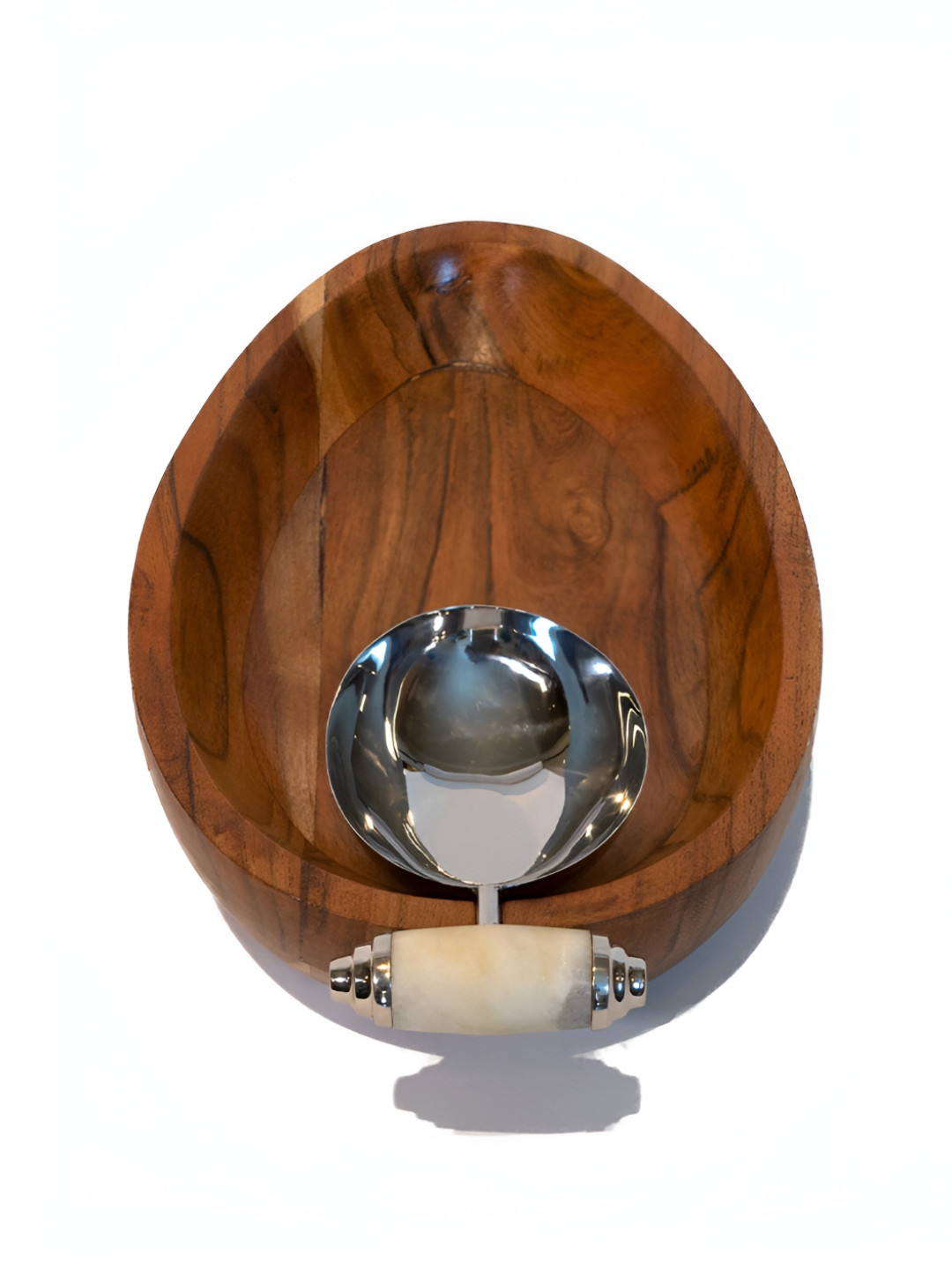 Perenne Design Brown & Silver-Toned Wooden Dip Platter