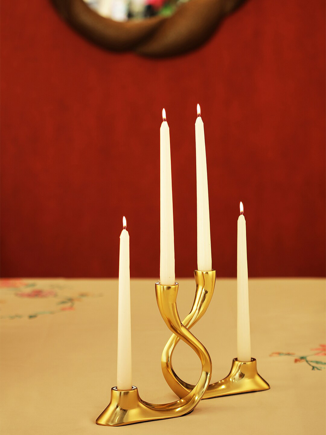 Perenne Design Gold Toned Artefact Candle Stand