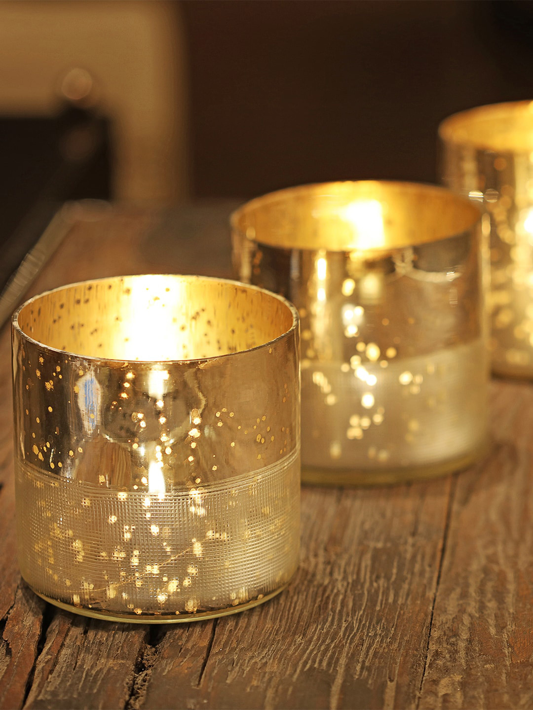 Perenne Design Silver Toned Glass Votive Tea Light Candle Holder