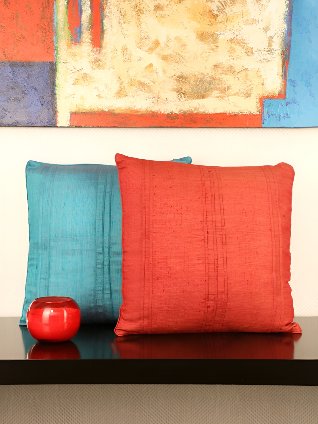 Perenne Design Teal Blue Silk Square Cushion Covers