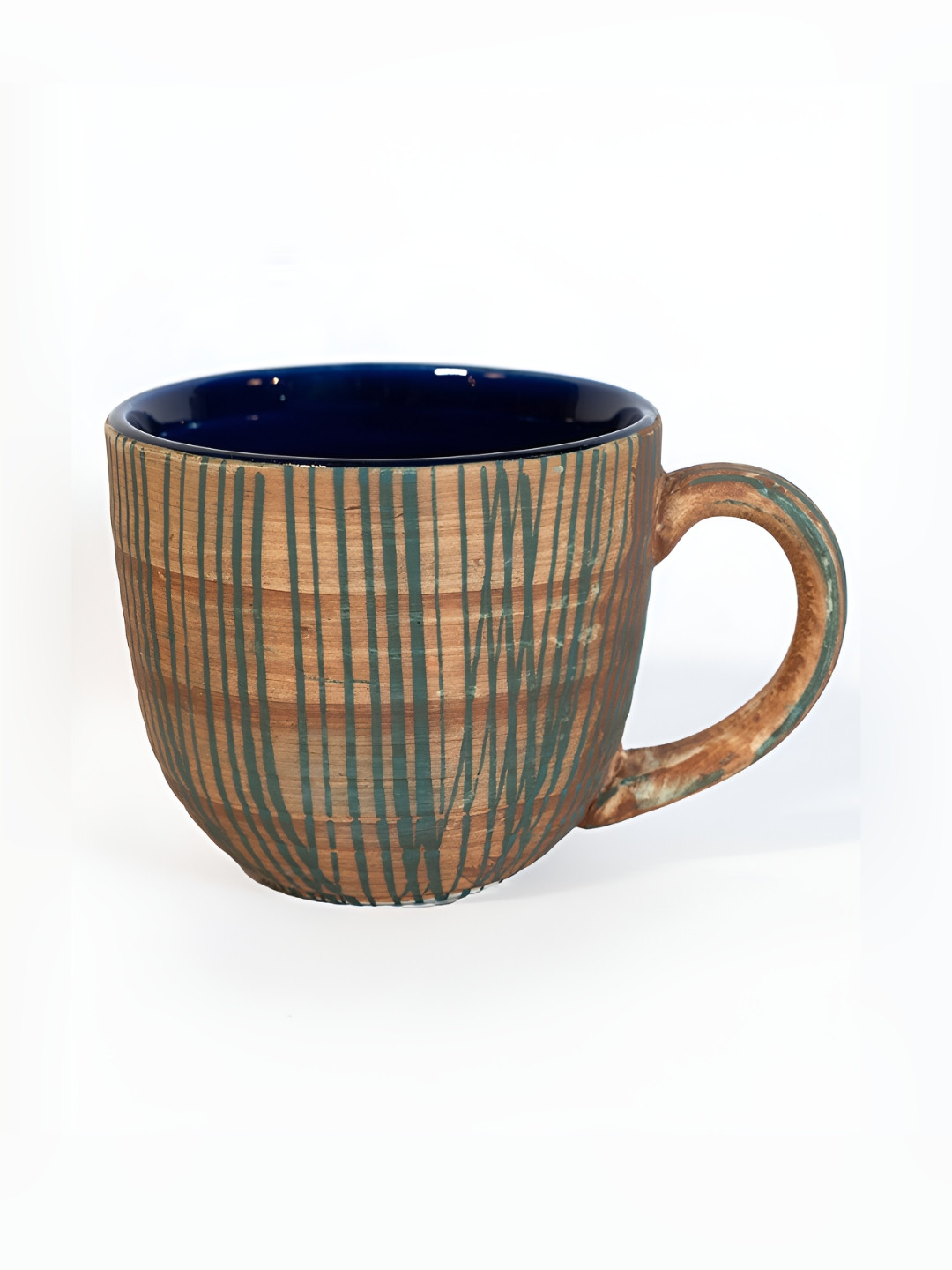 Perenne Design Beige Striped Ceramic Handmade Mug-650ml