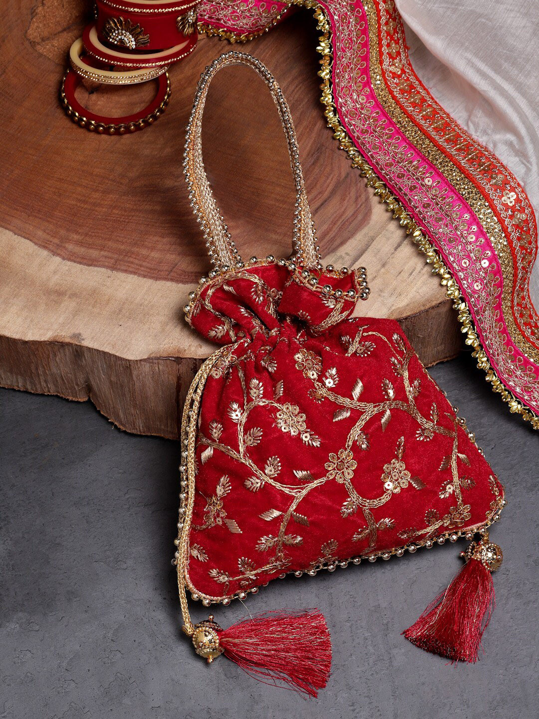 Anekaant Floral Embroidered Potli