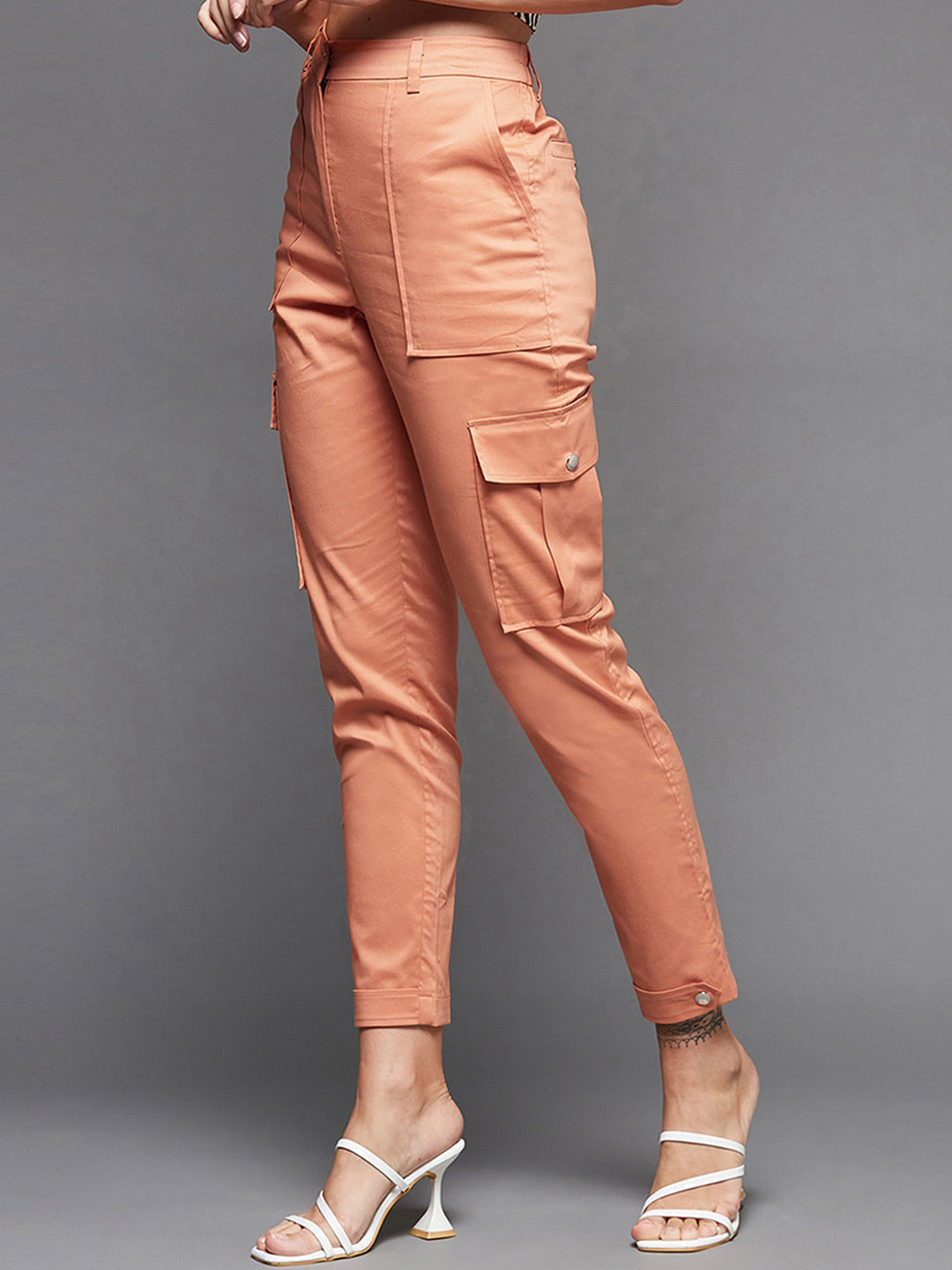 The Roadster Lifestyle Co Solid High Waist Regular Length Trouser