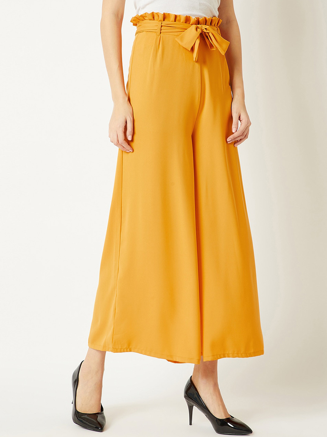 The Roadster Lifestyle Co.  Regular Pleated Wide Leg Paper Bag Flare Trouser