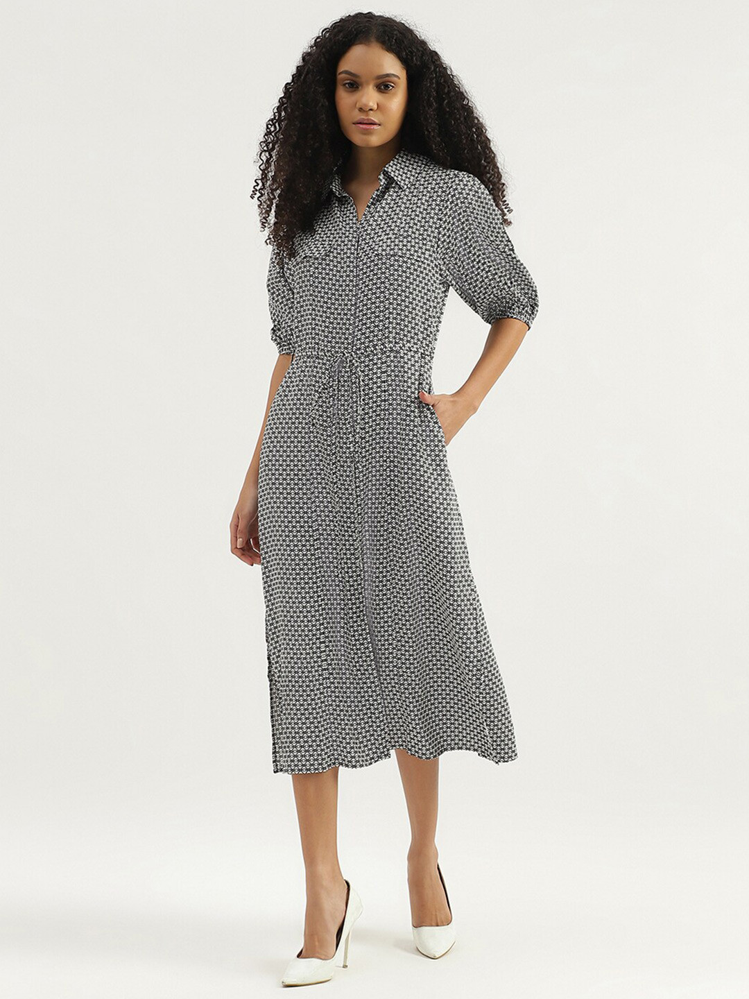 United Colors of Benetton Print Shirt Midi Dress