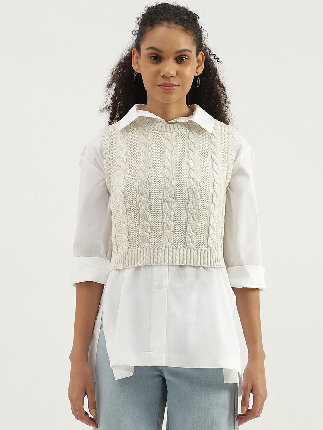 United Colors of Benetton Cable Knit Pure Cotton Sweater Vest