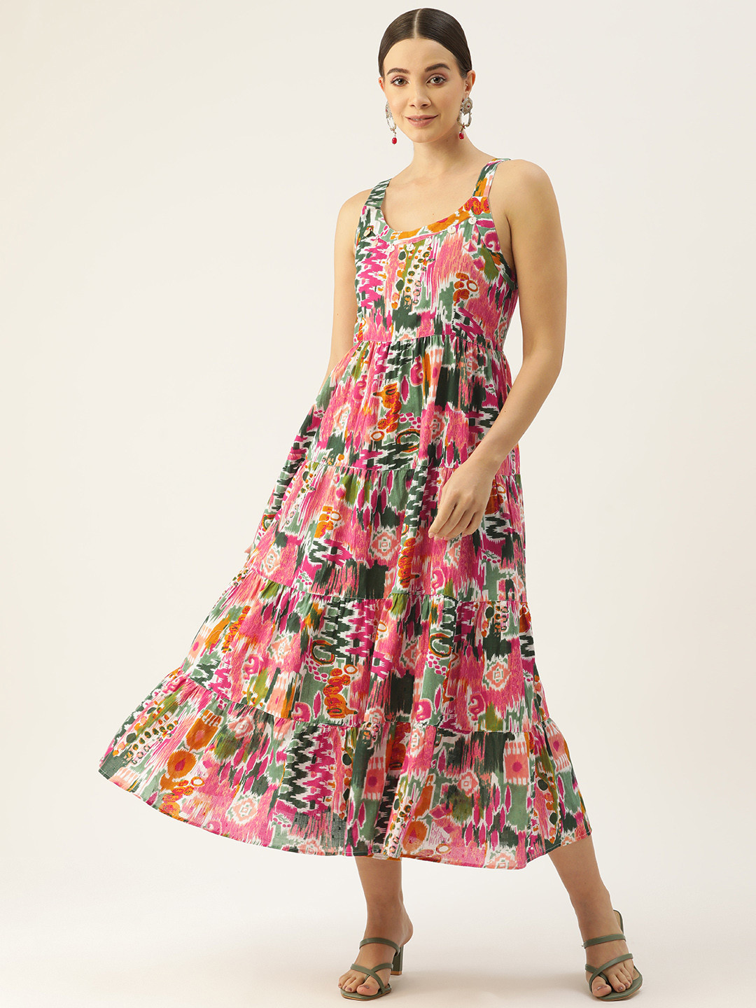 Jaipur Morni Print A-Line Cotton Midi Dress