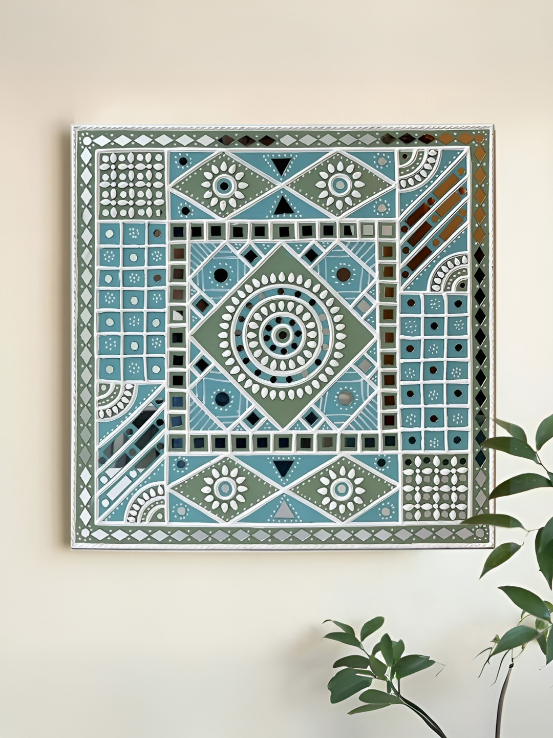 Peepul Tree Ocean Blue Sparkles Clay Matte Hanging Hall Wall Hangings-18In