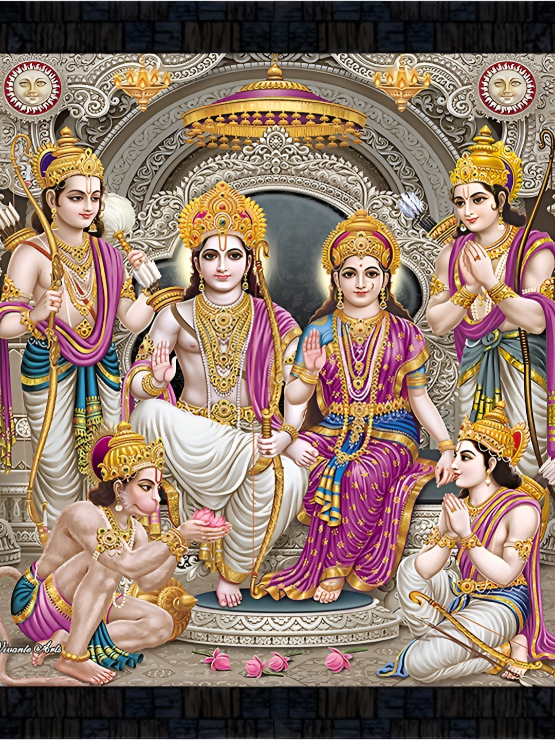 PnF Black & Pink Wood Religious Wall Paintings