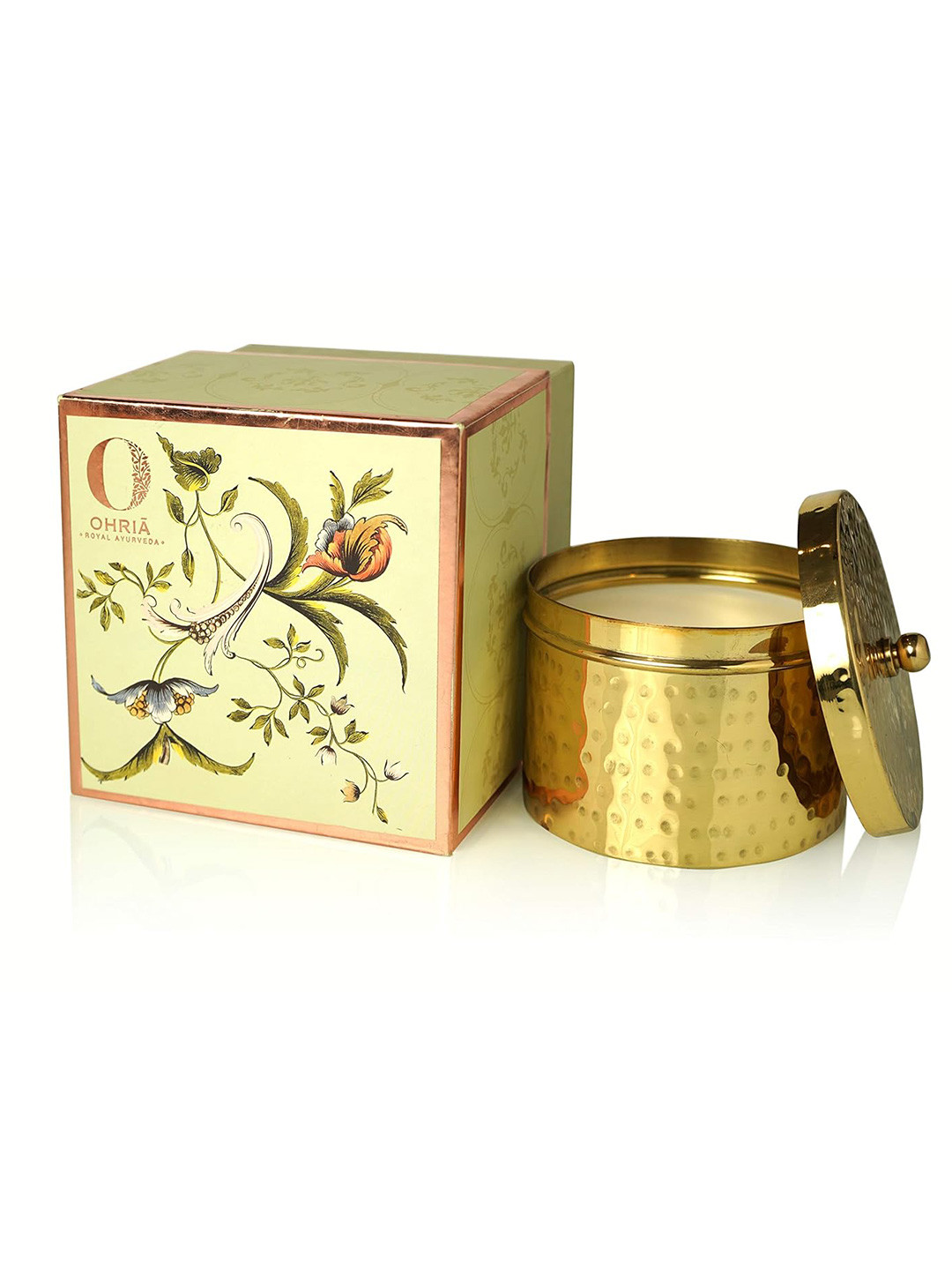 OHRIA AYURVEDA Raatrani and Mint Scented 1 Wick Solid Geometric Regular Jar Candles