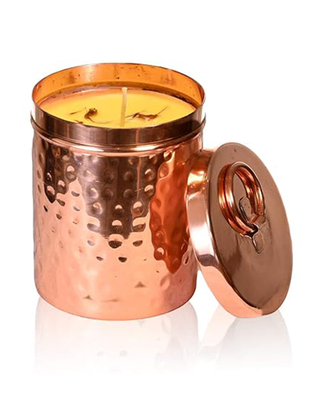 OHRIA AYURVEDA Luxury Copper/Brass Candle Sandalwood and Kesar Solid Jar Candles
