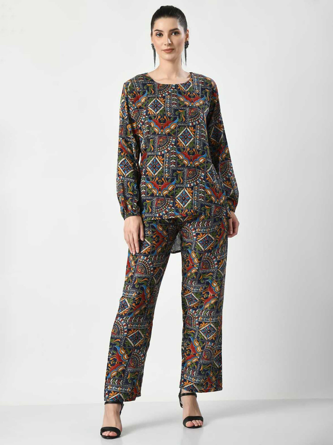 BAESD Ethnic Motifs Embroidered Tunic With Trousers Co-Ods