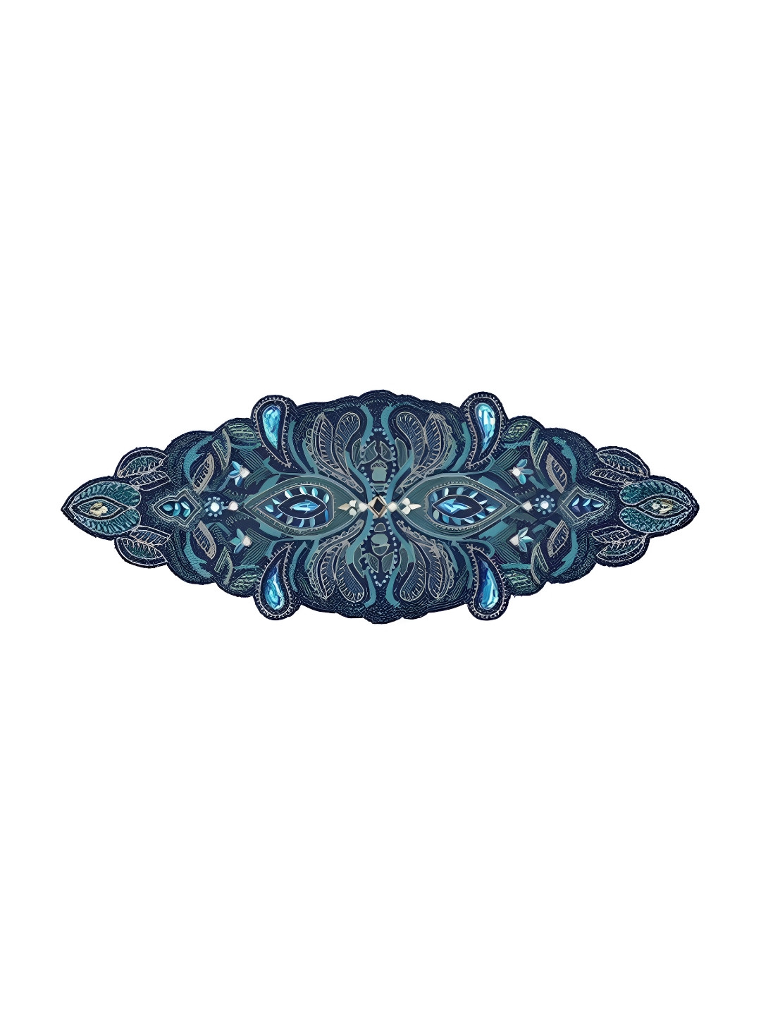 YWULY Turquoise Blue Embellished Dining Table Runner