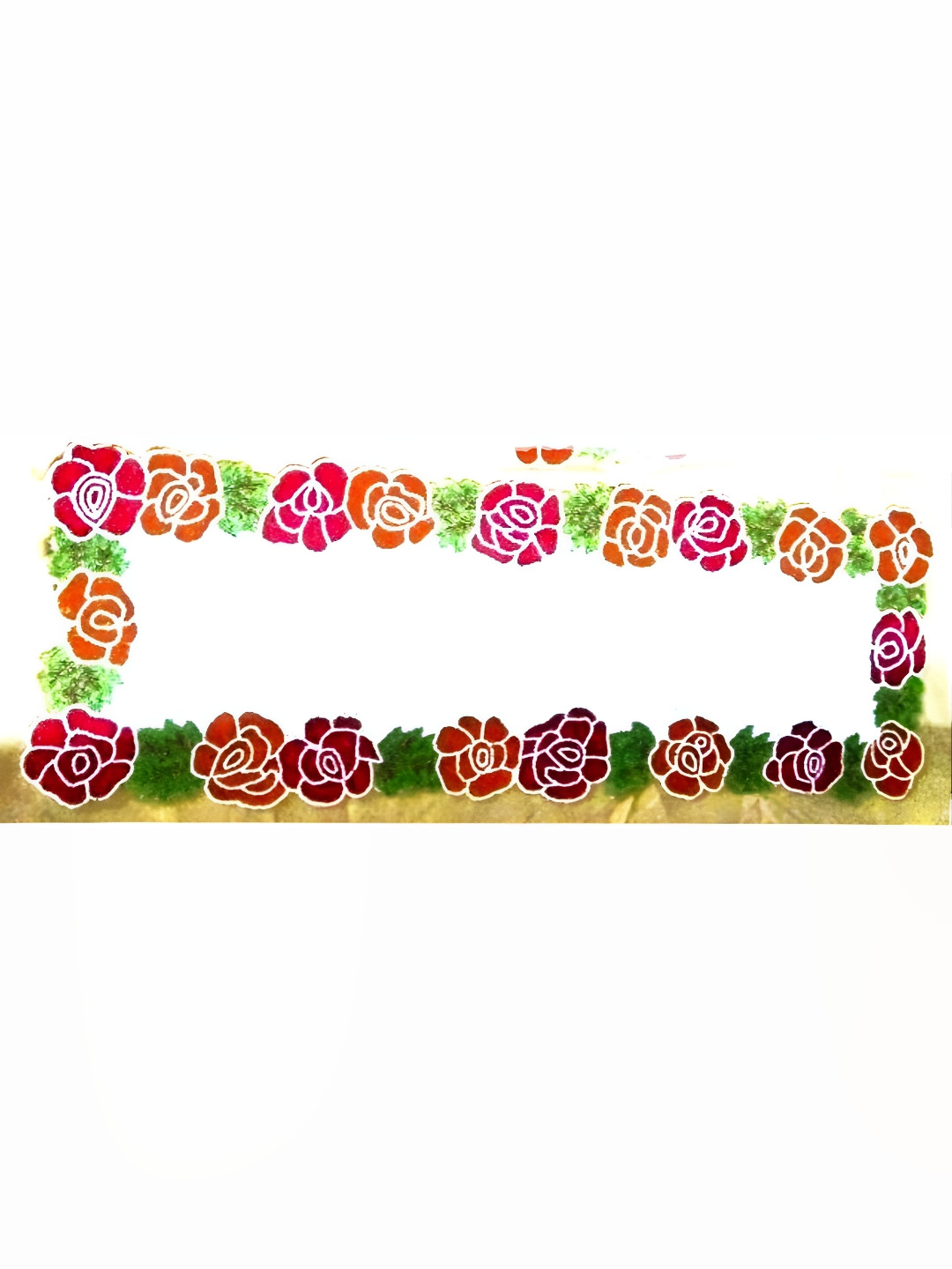 YWULY Green & Red Floral Embellished Abstract Shape Table Runner