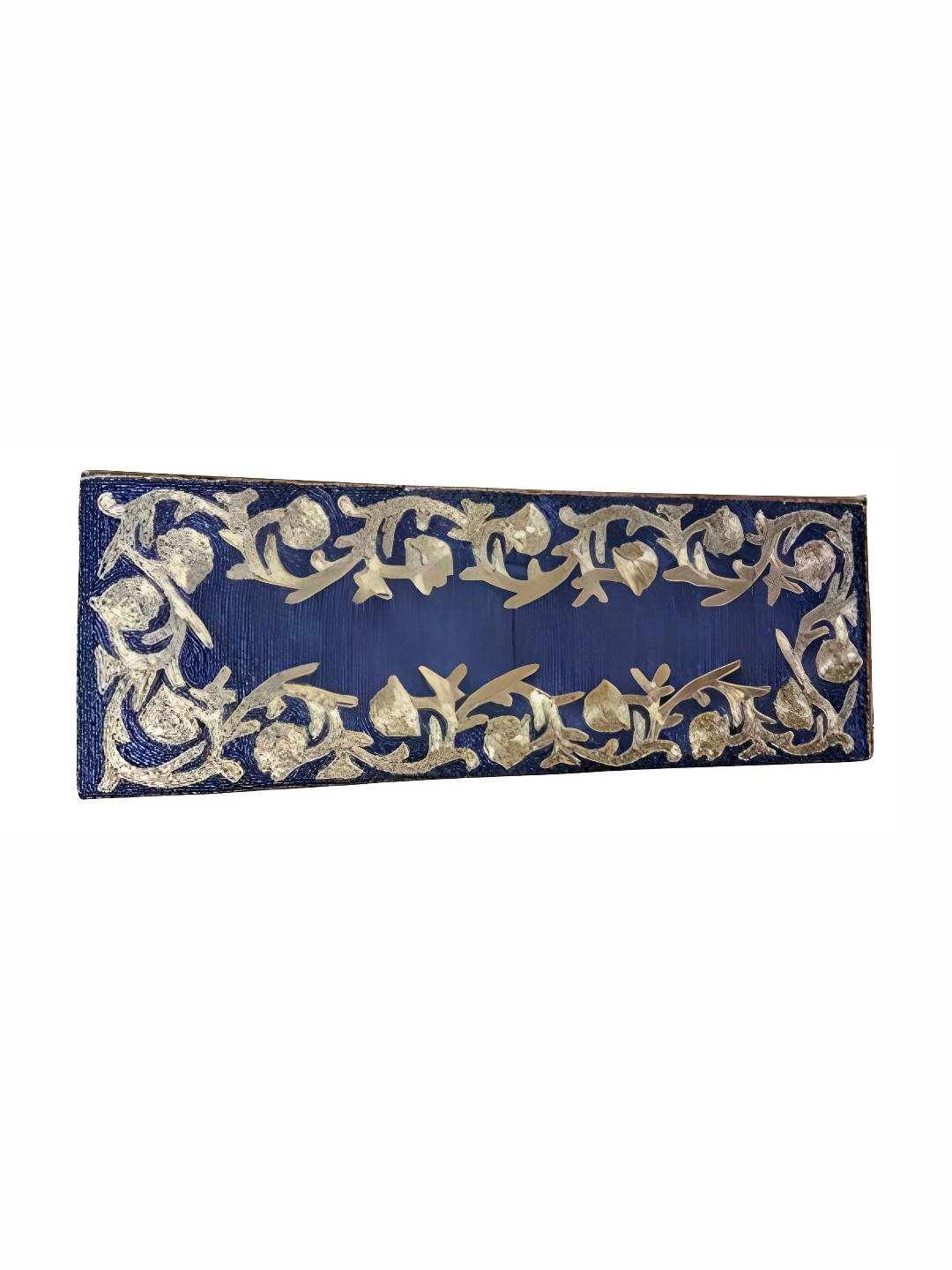 YWULY Blue & Gold Toned Beads Embellished Rectangle Shape Table Runner