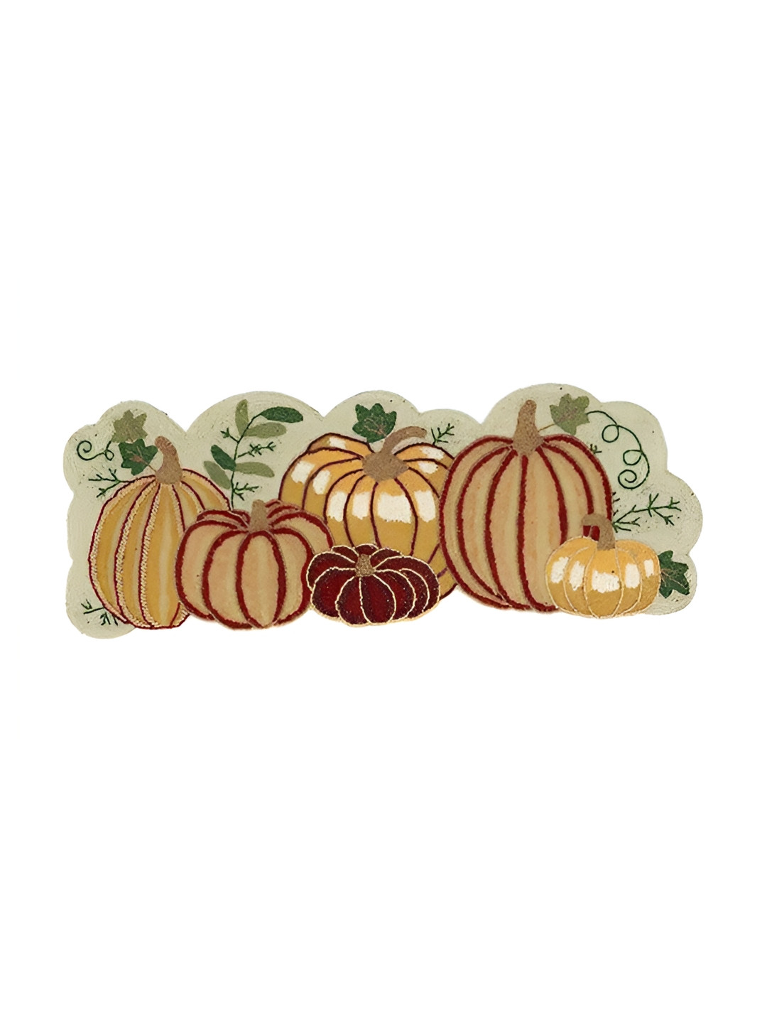 YWULY Beige & Maroon Beads Embellished Abstract Shape Table Runner