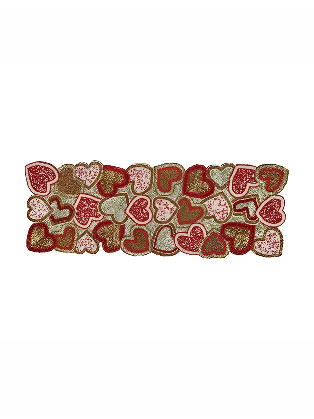 YWULY Brown & Red Embroidered Abstract Shaped Table Runner