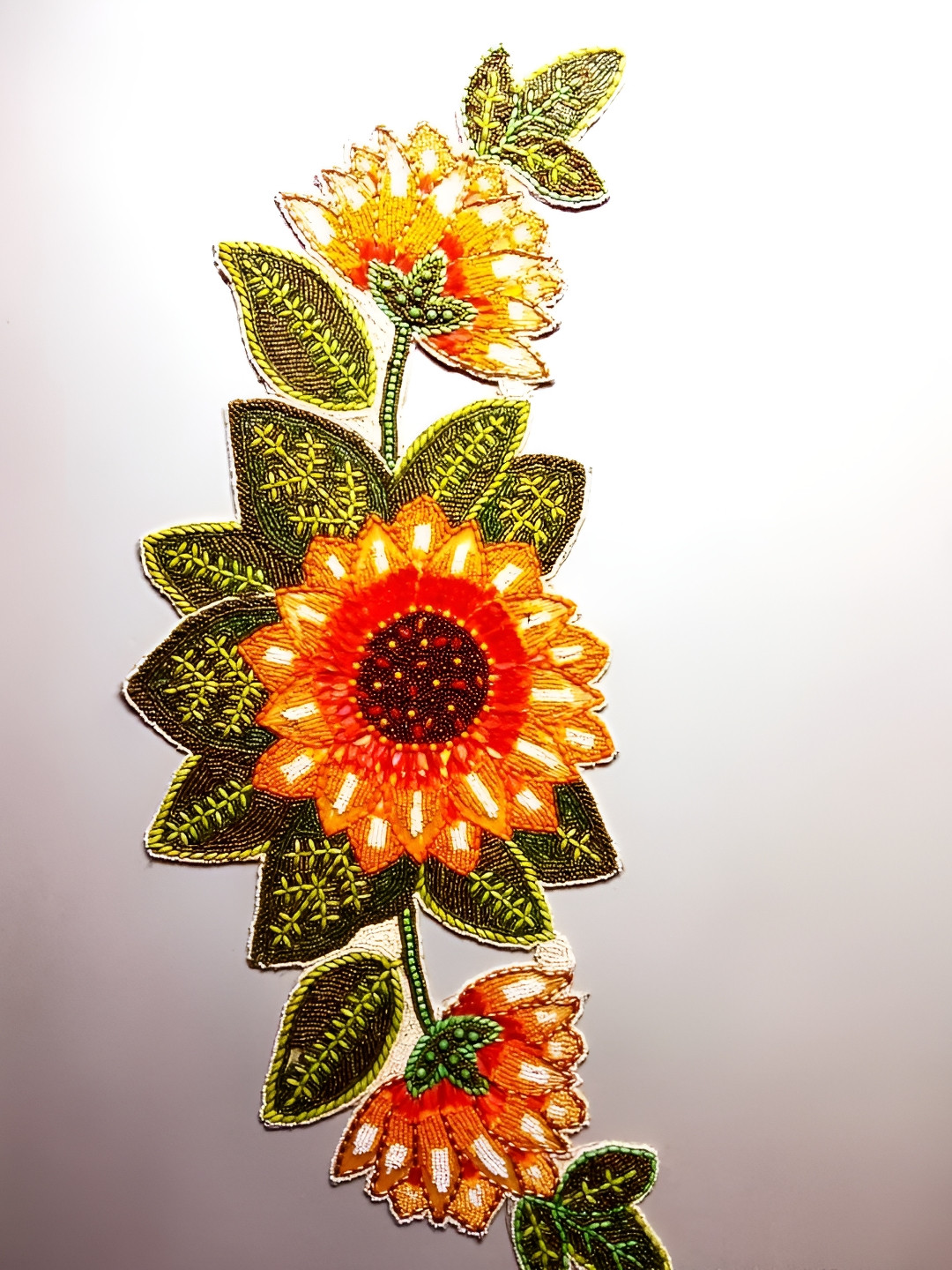 YWULY Orange & Green Embellished Abstract Shaped Table Runner