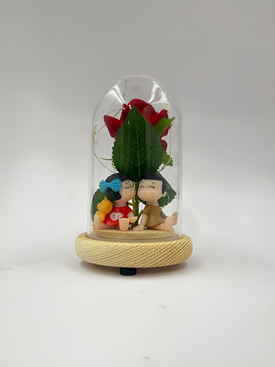 CraftVatika Romantic Miniature Red Glass Natural Living Room Medium Showpiece - 5.2 Inches