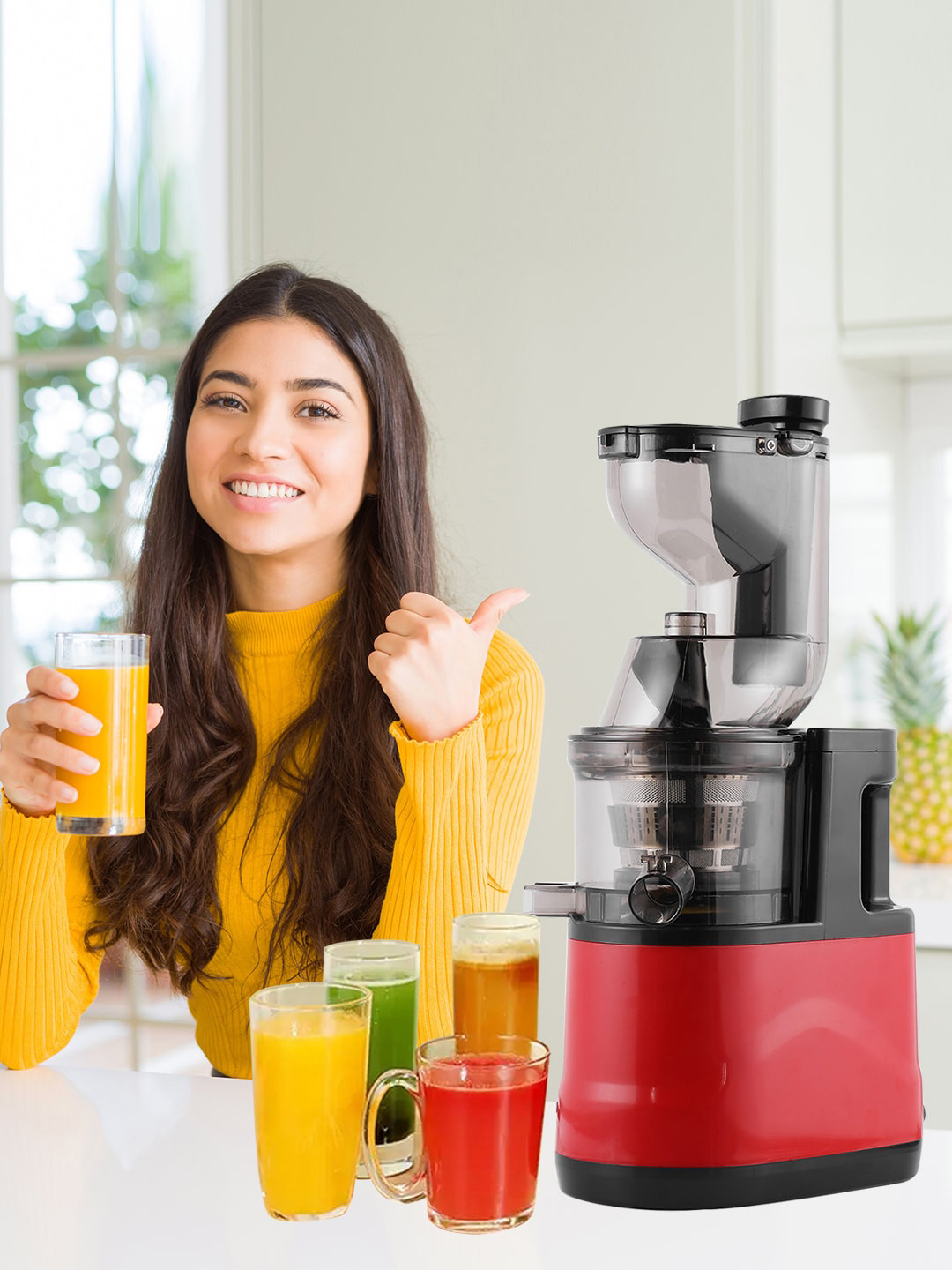 Akiara - Makes Life Easy Red Plastic BPA Free 2 Jars Wet and Dry Grinder with Juicer-300W