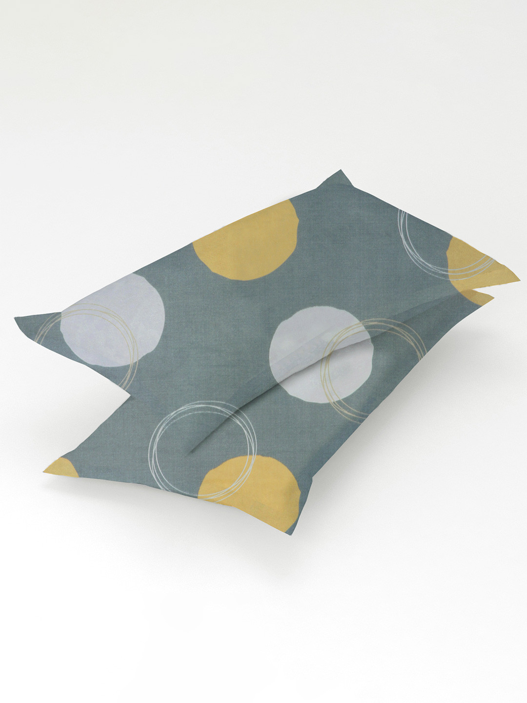 bsb home Grey & Yellow 2 Pieces Geometric Printed Pure Cotton Rectangle Pillow Covers