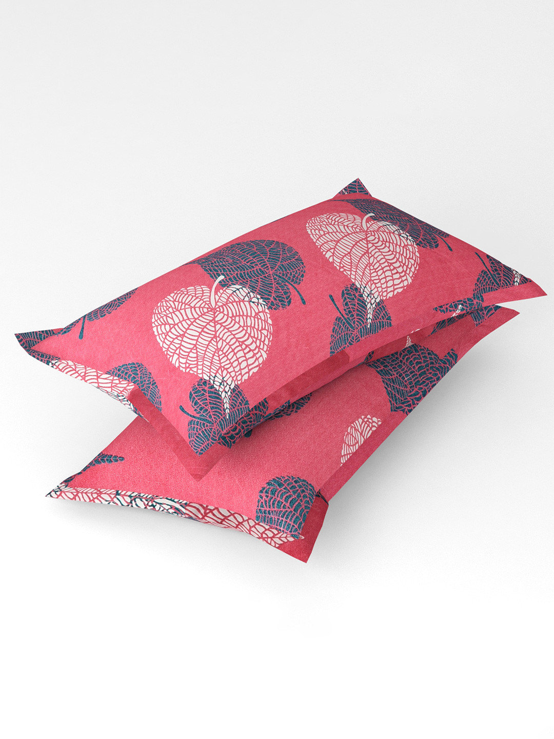 bsb home Pink & Grey 2 Pieces Ethnic Motifs Printed Pure Cotton Rectangle Pillow Covers