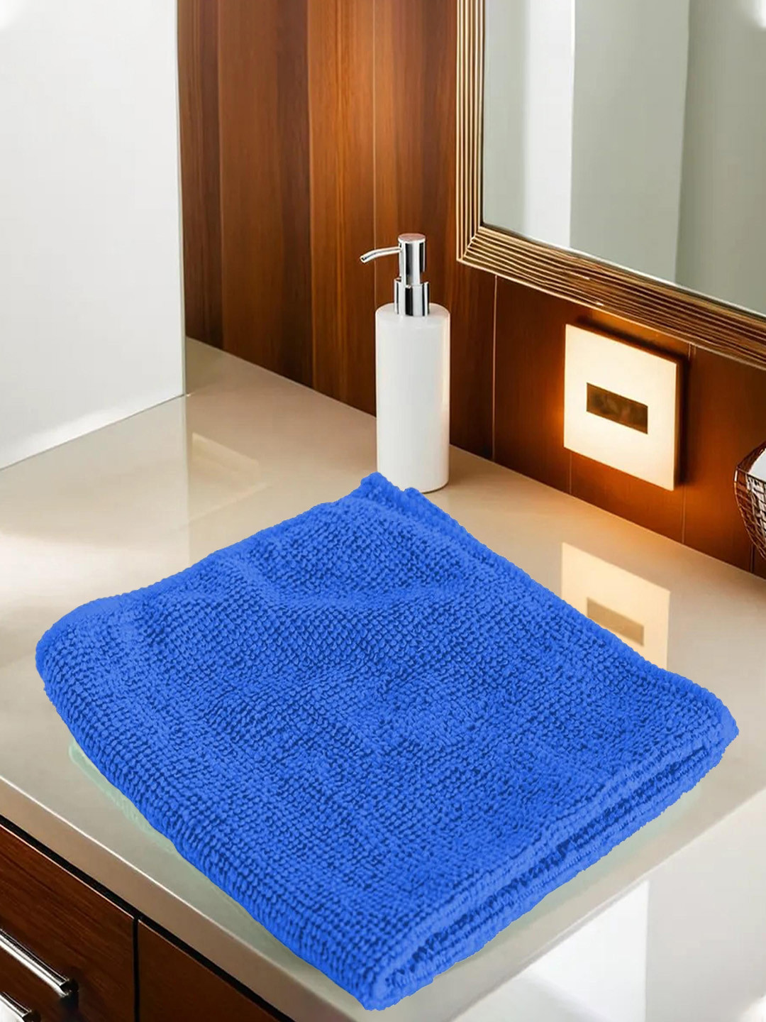 Kuber Industries Blue 400 GSM Microfiber Soft Quick Dry Face Towel