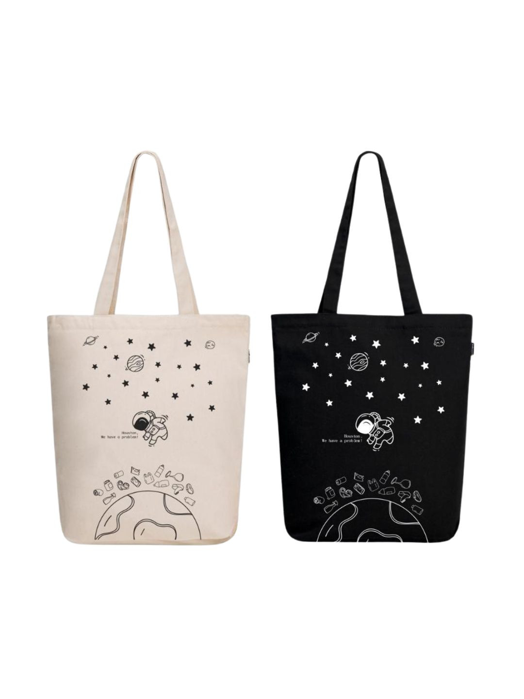 EcoRight Unisex Set Of 2 Printed Shopper Tote Bags